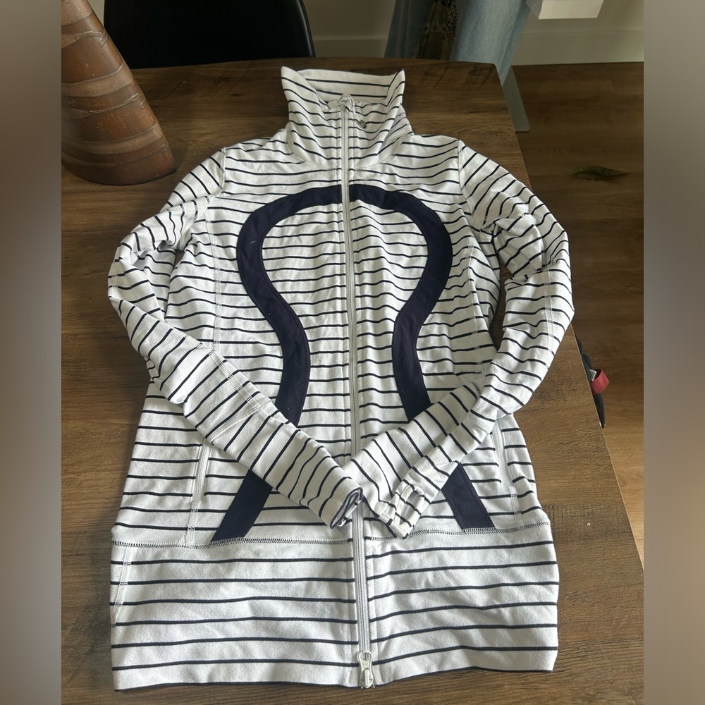 lululemon athletica Striped White and Navy Sweater - Picture 1 of 5
